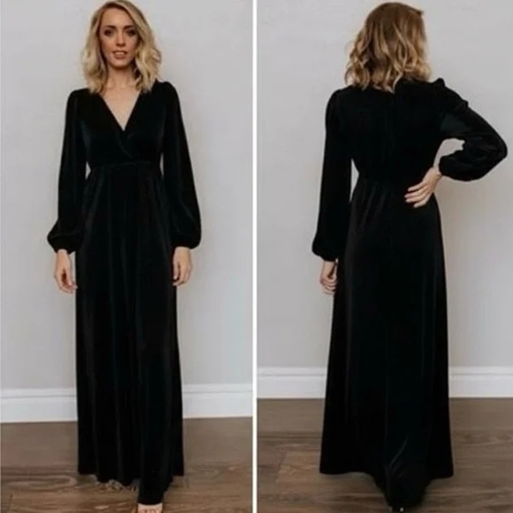 Baltic Born Classic Black Long Sleeve Dress Pleated